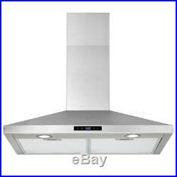 LED Touch Control Timer Clock 30'' Wall Mount Kitchen Range Hood Stainless Steel