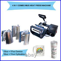 Mug Heat Press Machine Transfer Sublimation 4 in1 DIY Print Coffee Cup Christmas