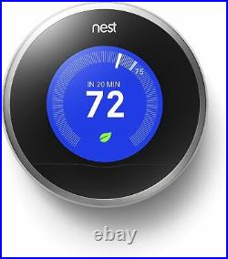 NEW Nest 3rd Generation Learning Stainless Steel Programmable Thermostat NO BASE