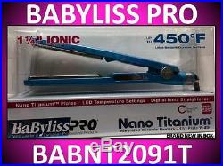 New Babyliss Pro 1 1/4 Nano Titanium Flat Iron 450° Hair Straightener Babnt2091