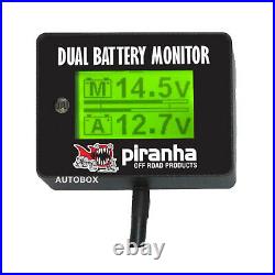 Piranha LCD Digital Dual Battery System Monitor 12 Volt Twin Display 4WD Gauge