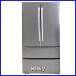 SMAD 22.5 Cu French 4 Door Refrigerator Counter Depth Stainless Steel 36 Inch