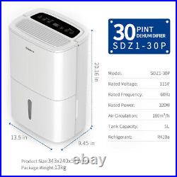 Shinco 30 Pint Dehumidifier for Rooms, Basement, Bathroom, Ultra-Quiet, 1500 sq. Ft