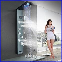 Stainless Steel Shower Set Panel Tower LED Display Oil Rubbed 5 Shower Ways Mixe