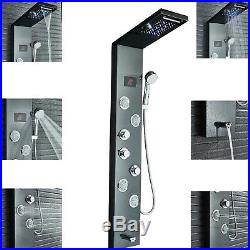 Stainless Steel Shower Set Panel Tower LED Display Oil Rubbed 5 Shower Ways Mixe