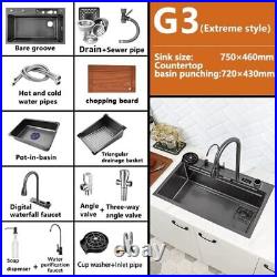 TTG Undermount Kitchen Sink with Digital Display and Multifunctional Faucet