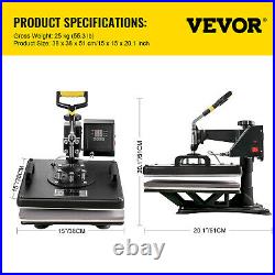 VEVOR 15x15 5IN1 Combo T-Shirt Heat Press Transfer Mug Plate Printing Pressing